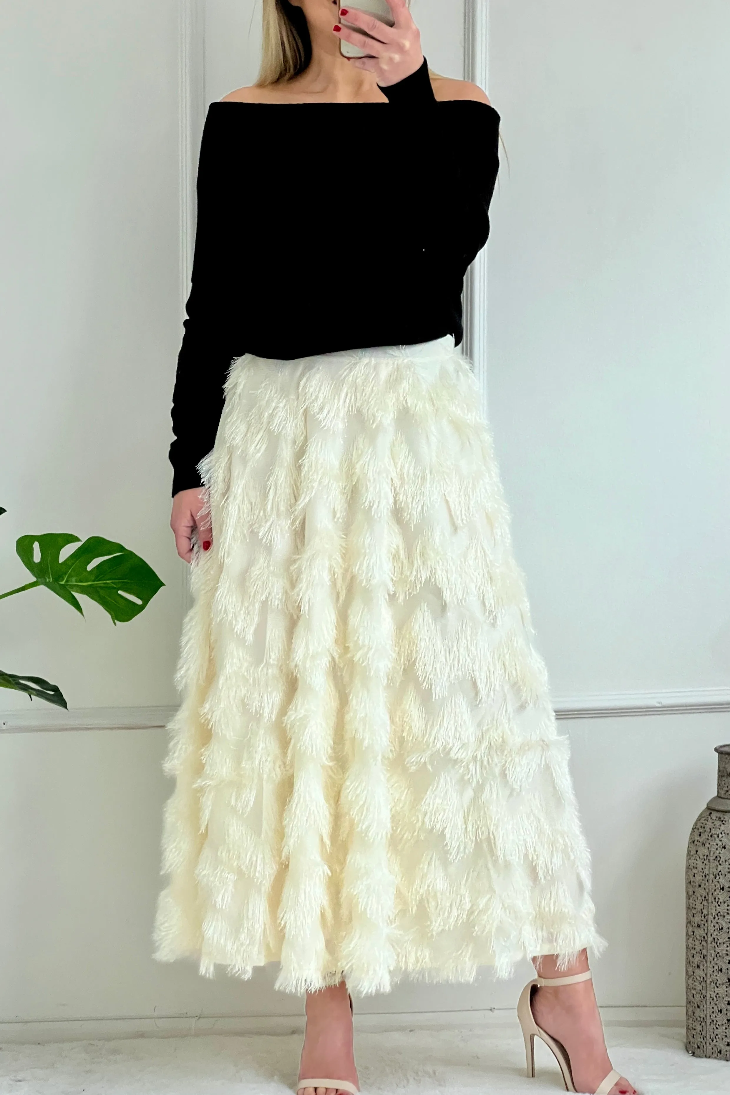 Victoria Eyelash Texture Skirt | Winter White