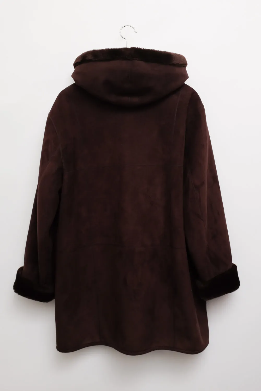 VINTAGE BROWN FAUX SUEDE WARM TEDDY COAT