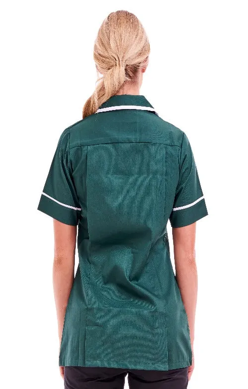 Women's Bottle Green Care Tunic Ideal for Nurses & Care Workers | Sizes 8-26 | FUL05