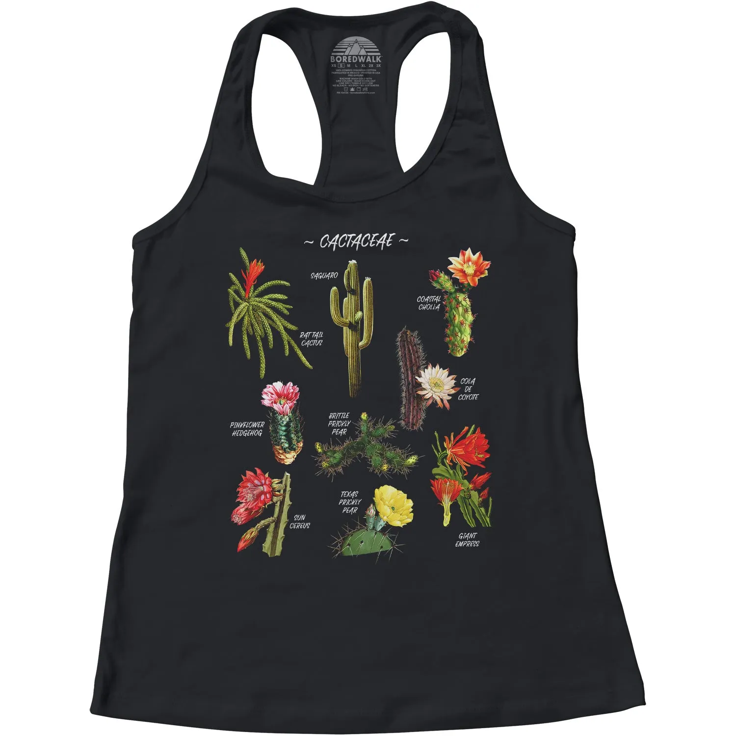 Women's Cactus Botanical Chart Racerback Tank Top