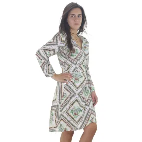 Women's Printed Tie Side Long Sleeve Dress,Multi