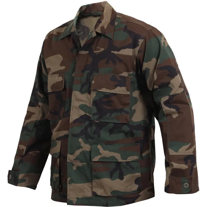 Woodland Camouflage - Military BDU Shirt - Polyester Cotton Twill