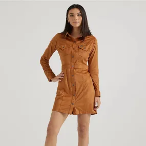 Wrangler Retro Women's Sueded Western Snap Shirt Dress in Brown