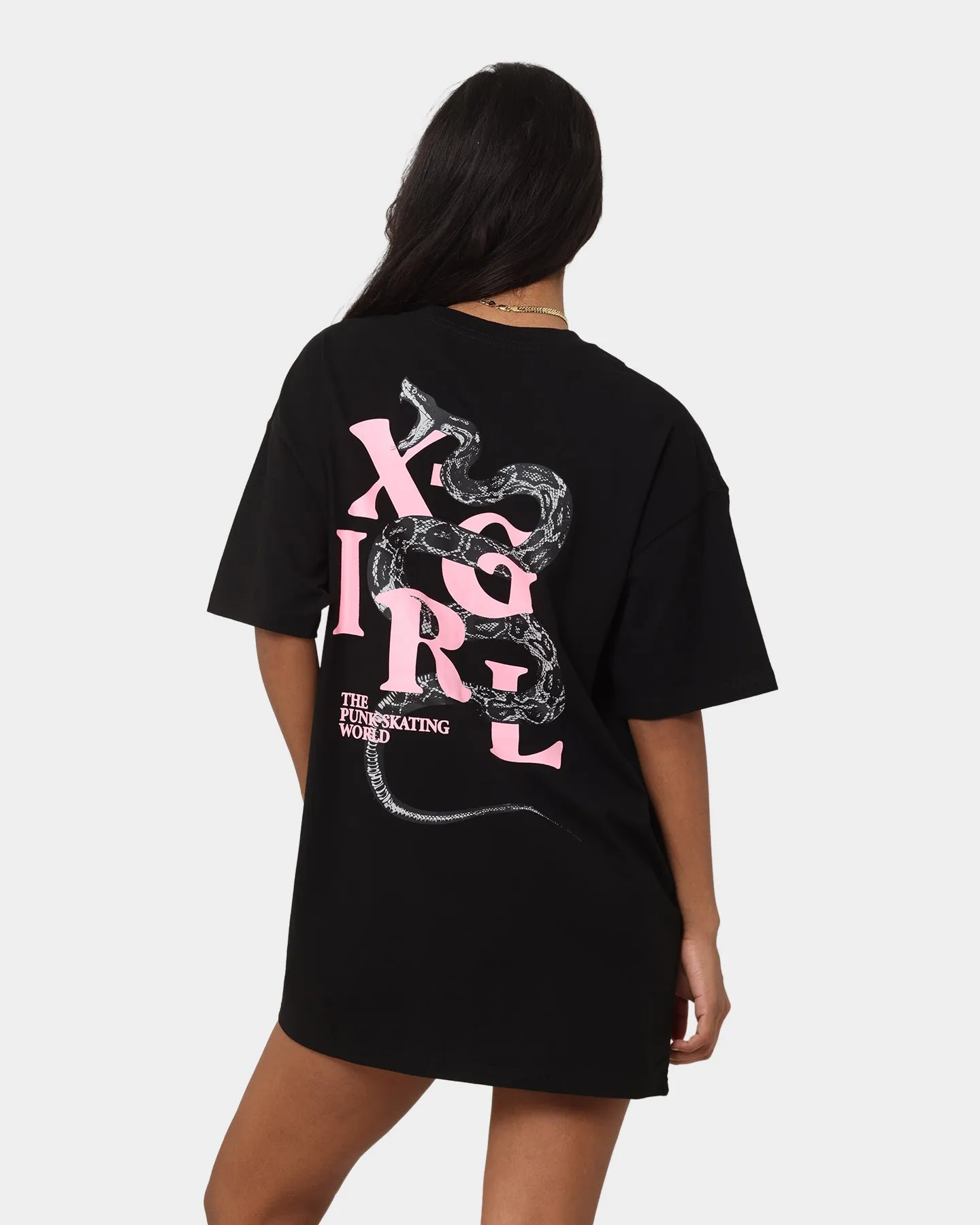 X-Girl Women's Snake Oversized Tee Dress Black