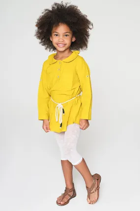 Yellow Peter Pan Collar Tunic with Rope Belt